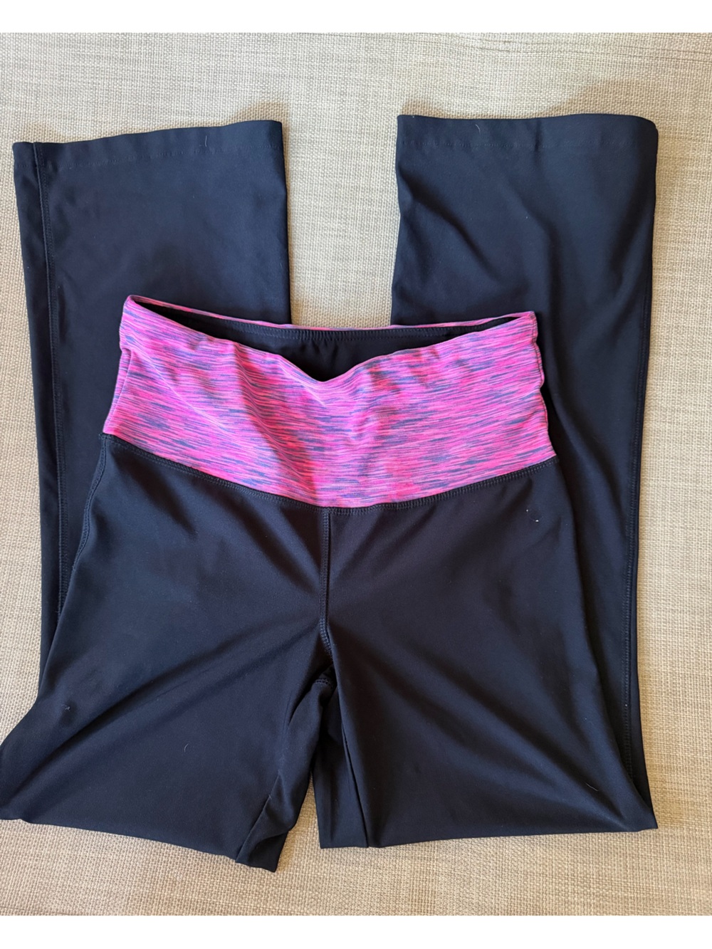 Women’s Black yoga Pants with Pink Waistband